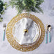 6 Pack | 15inch Gold Metallic Woven Vinyl Placemats, Non-Slip Round Table Mats