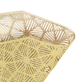 6 Pack | 15inch Gold Geometric Woven Vinyl Placemats, Non-Slip Dining Table Mats#whtbkgd