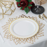 6 Pack | 15inch Gold Decorative Floral Vinyl Placemats, Non-Slip Round Dining Table Mats