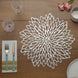 6 Pack | 15inch Silver Decorative Floral Vinyl Placemats, Non-Slip Round Dining Table Mats