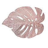 6 Pack | 18inch Blush Rose Gold Monstera Leaf Vinyl Placemats, Non-Slip Dining Table Mats