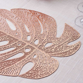 Add a Touch of Class with Rose Gold Monstera Leaf Placemats