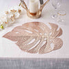 6 Pack | 18inch Blush Rose Gold Monstera Leaf Vinyl Placemats, Non-Slip Dining Table Mats