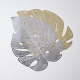 6 Pack | 18inch Gold Monstera Leaf Vinyl Placemats, Non-Slip Dining Table Mats