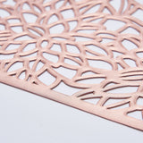 6 Pack | 12x18inch Rose Gold Metallic Floral Vinyl Placemats, Non-Slip Rectangle Dining Table Mats#whtbkgd