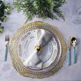 6 Pack | 15inch Gold Metallic Non-Slip Placemats, Wheat Design Round Vinyl Table Mats