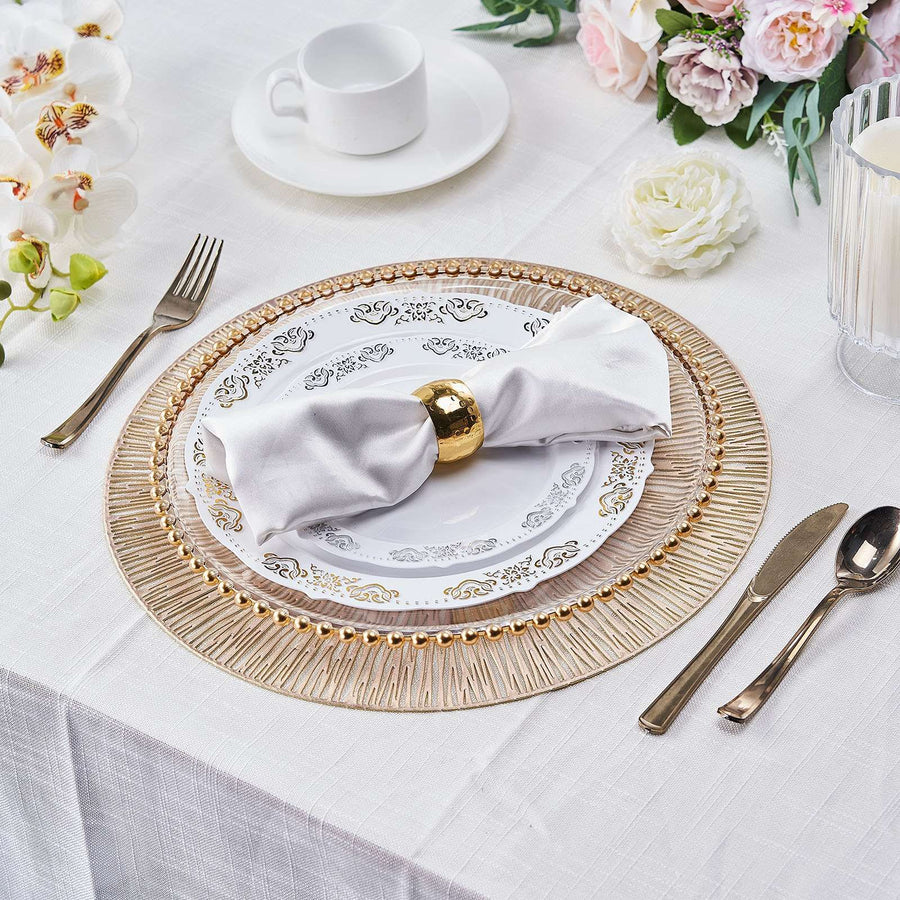 6 Pack | 15inch Gold Metallic Non-Slip Placemats, Spiked Design Round Vinyl Table Mats