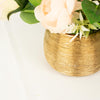 4 Pack | 3inch Gold Textured Ceramic Indoor Planters Pots, Round Brushed Flower Vases