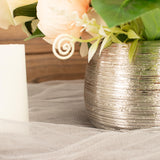 4 Pack | 3inch Silver Textured Ceramic Indoor Planters Pots, Round Brushed Flower Vases