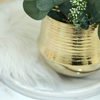 Durable and Functional Metallic Gold Brushed Planter Pot