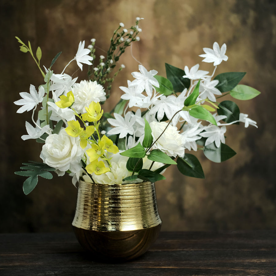 2 Pack | 6inch Gold Textured Round Ceramic Flower Plant Pots