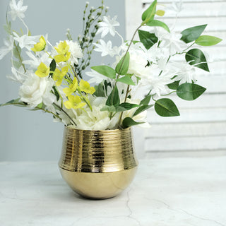 Chic and Stylish Gold Ceramic Flower Plant Pots