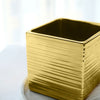 2 Pack | 5inch Gold Brush Textured Ceramic Square Indoor Plant Pots
