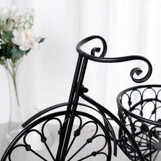 Enhance Your Event Decor with the Black Metal Tricycle Planter Basket