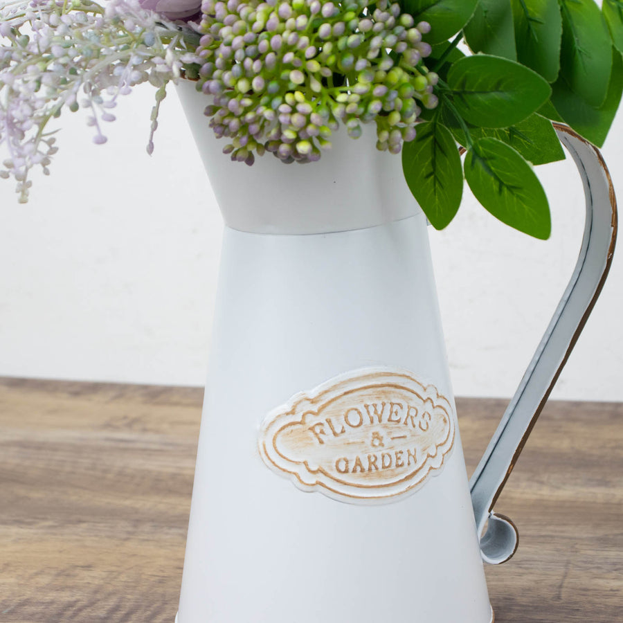 9inch Rustic Shabby Chic Metal Milk Jug Flower Vase, Decorative Vintage Garden Water Pitcher