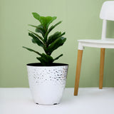 11inch Silver Hammered Design Large Indoor Flower Plant Pot, Decorative Greenery Planter
