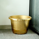 14inch Gold Shiny Finished Rim Large Barrel Planter Pot, Indoor/Outdoor Decorative Flower Pot