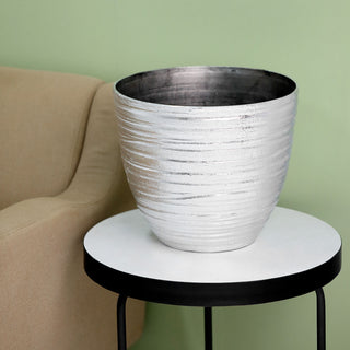 Enhance Your Event Decor with the Metallic Silver Textured Finish Large Indoor Flower Plant Pot