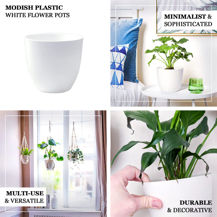2 Pack | White 5.5Inch Plastic Planter Pots, Indoor Plant Pot For Hanging Macrame Planter Holder