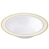 10 Pack | 12oz White Gold Rimmed Plastic Bowls, Disposable Round Soup Bowls