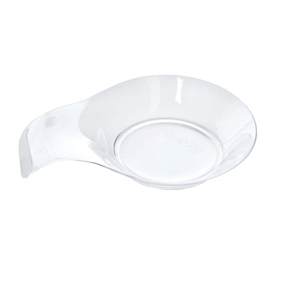 24 Pack | 3inch Clear Round Plastic Dessert Plates with Handle, Disposable Dipping Bowls