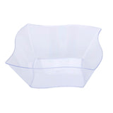12 Pack | 16oz Clear Wave Design Square Plastic Bowls, Disposable Serving Bowls#whtbkgd