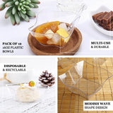 12 Pack | 16oz Clear Wave Design Square Plastic Bowls, Disposable Serving Bowls