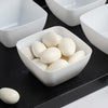 18 Pack | 2oz White Mini Square Plastic Candy Bowls, Disposable Desert Bowls