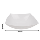 4 Pack | 128oz White Large Square Plastic Salad Bowls, Disposable Serving Dishes