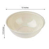 4 Pack 128oz Ivory Large Plastic Salad Bowls, Disposable Serving Dishes - Round