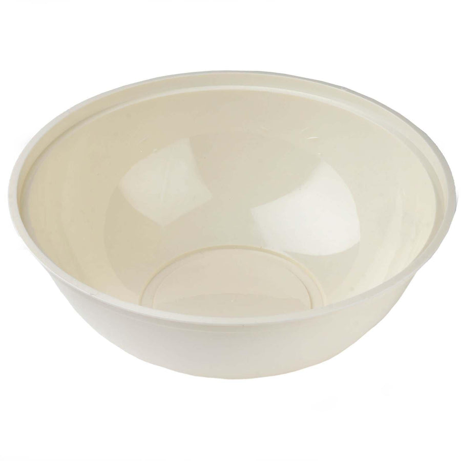 4 Pack 128oz Ivory Large Plastic Salad Bowls, Disposable Serving Dishes - Round#whtbkgd