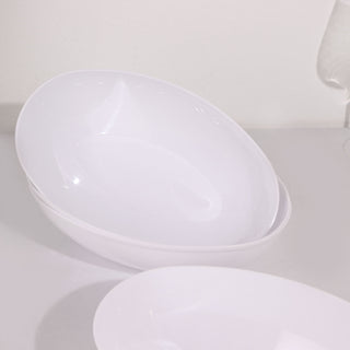 Stylish and Durable White Oval Plastic Salad Bowls