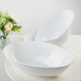 4 Pack | 64oz White Large Oval Plastic Salad Bowls, Disposable Serving Dishes