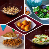4 Pack 32oz Black Square Plastic Salad Bowls, Disposable Serving Dishes
