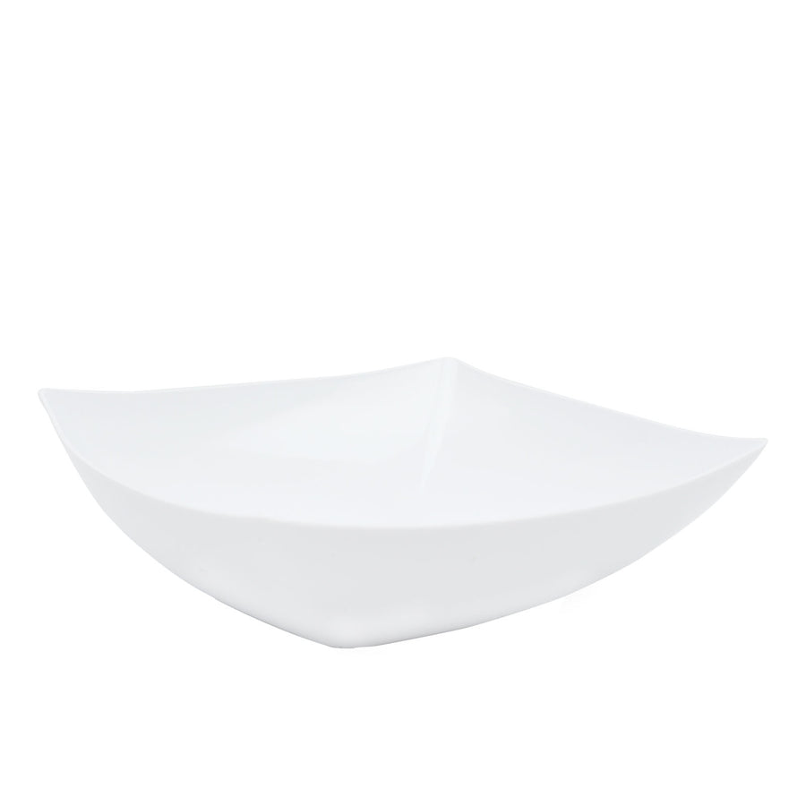4 Pack | 32oz White Square Plastic Salad Bowls, Medium Disposable Serving Dishes