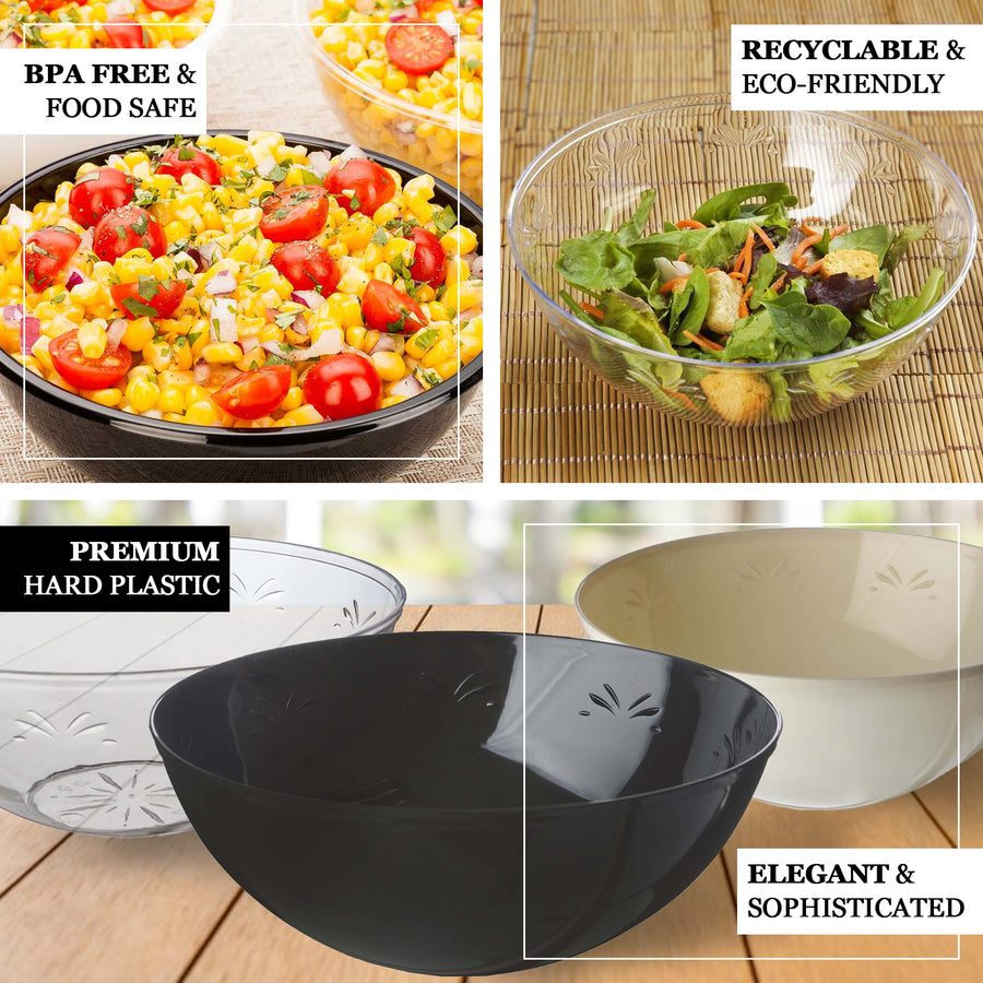 4 Pack | 32oz Clear Plastic Salad Bowls, Medium Disposable Serving Dishes