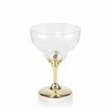 6 Pack | 5oz Gold Hard Plastic Champagne Glasses, Disposable Wine Goblet With Detachable Cups