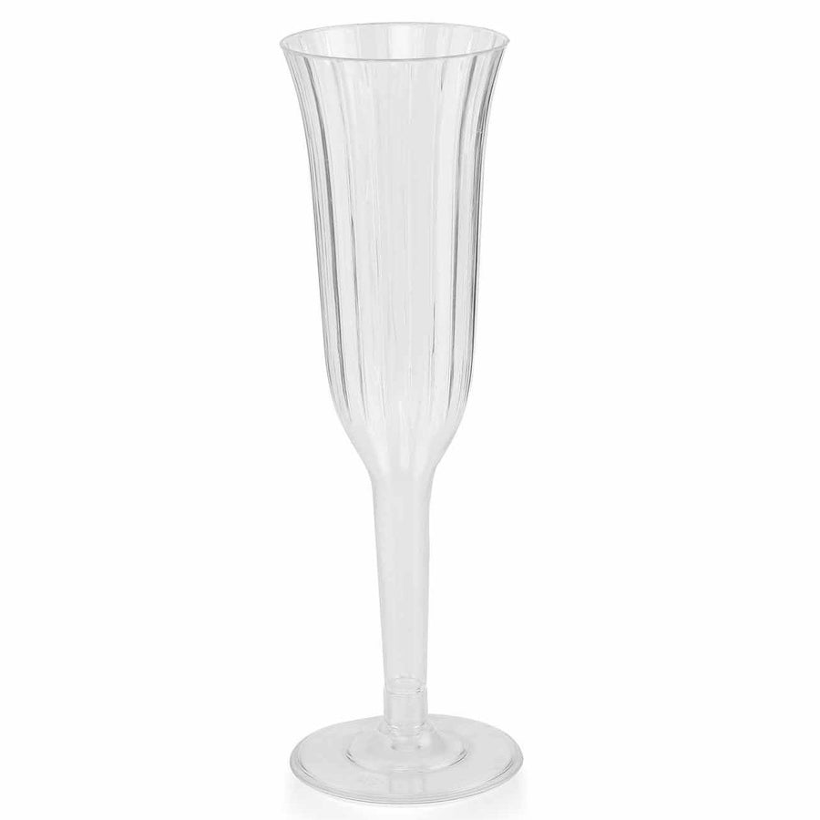 12 Pack | 6oz Clear Plastic Champagne Flutes Disposable Flared Design Detachable Base#whtbkgd
