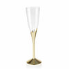 6 Pack | 5oz Clear / Gold Plastic Champagne Flutes, Disposable Glasses With Detachable Base