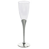 6 Pack | 5oz Clear / Silver Plastic Champagne Flutes, Disposable Glasses#whtbkgd