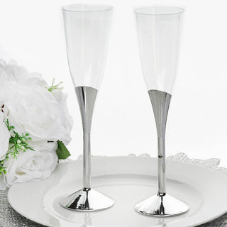 Unleash Your Creativity with 5oz Clear / Silver Plastic Champagne Flutes