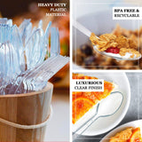 25 Pack | 7" Clear Heavy Duty Disposable Spoons with Fluted Handles, Plastic Silverware