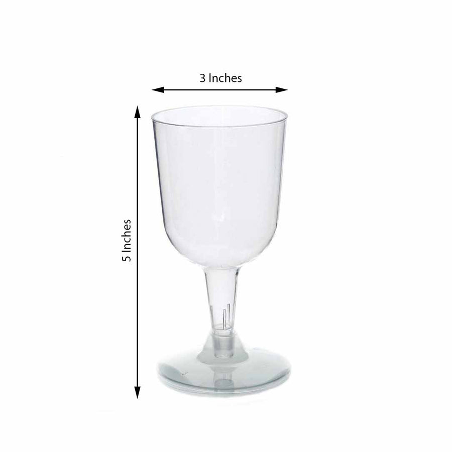 20 Pack | 6oz Clear Plastic Short Stem Wine Glasses, Crystal Collection Disposable Wine Cups