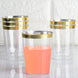 25 Pack | 10oz Clear Crystal Collection Plastic Disposable Cups With Gold Rim