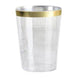 25 Pack | 10oz Clear Crystal Collection Plastic Disposable Cups With Gold Rim#whtbkgd