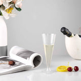 12 Pack | 7oz Clear Plastic Disposable Trumpet Champagne Flute Glasses With Detachable Base