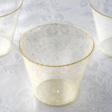 12 Pack | 9oz Gold Glittered Plastic Cups, Disposable Party Glasses