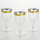 12 Pack | 6oz Clear / Gold Rim Short Stem Plastic Wine Glasses Disposable Cups