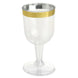 12 Pack | 6oz Clear / Gold Rim Short Stem Plastic Wine Glasses Disposable Cups#whtbkgd
