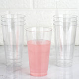12 Pack | 17oz Tall Silver Glitter Sprinkled Plastic Cups, Disposable Party Glasses